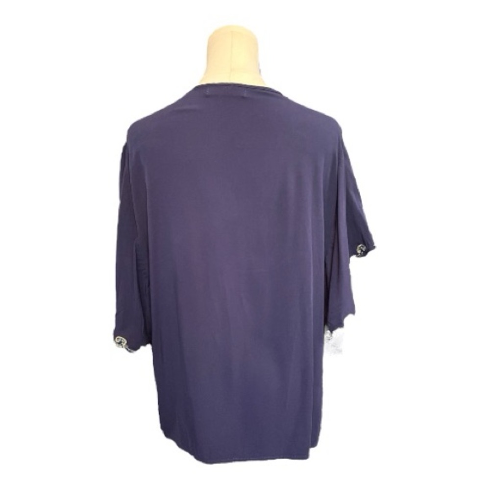 💙💛 EUC PARAMI DESIGNS Navy Boho Embroidered Flutter Sleeve Peasant Blouse | 2X - Picture 4 of 7